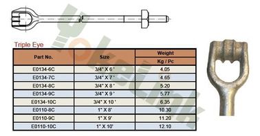 High Quality HDG CSA C83 Triple eye Anchor Rods For Electrical Utilities Hardware