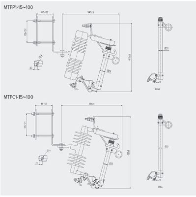 MTFP1/MTFC1 High Voltage 36kv Porcelain Type Drop out Fuse Cutout with Strong UV Resistance