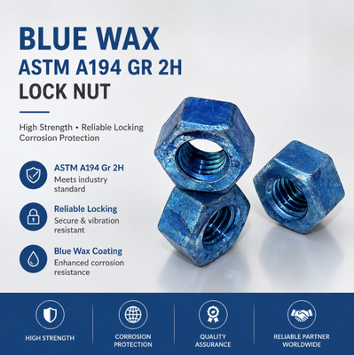 ASME B18.2.2 Blue Wax ASTM A194 Gr 2H Heavy Hex Nut | Anti-Galling Coated