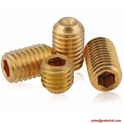 ASME B18.3, DIN 916 Brass Socket Set screws with Cup Point, Nylok patch