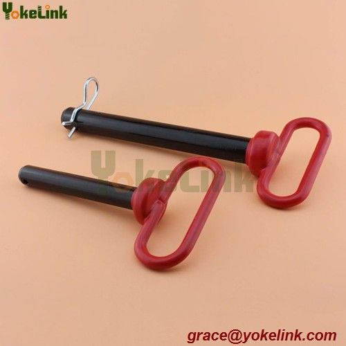 Red vinyl coated solid handle trailer pin with hair pin Tractor Linkage Pin manufacturer